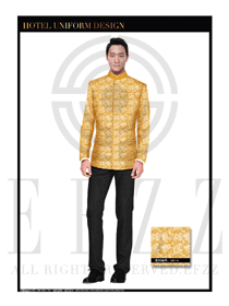 金色百合花男款中餐服務(wù)員服裝款式設(shè)計(jì)圖1759