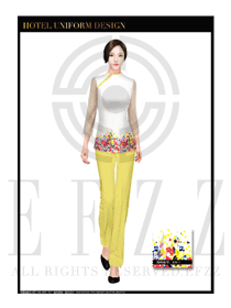 時尚白色圓領(lǐng)女款中餐廳服務(wù)員制服設(shè)計圖1762