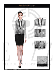 灰色水墨畫修身款大堂經(jīng)理制服設計圖1044