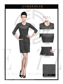 時尚灰色女秋冬職業(yè)裝制服款式設(shè)計圖1425