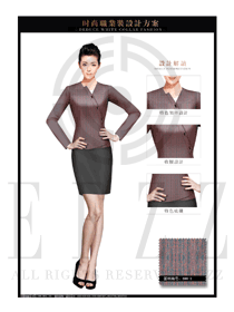 時尚黃藍(lán)色女秋冬職業(yè)裝制服款式設(shè)計圖1427