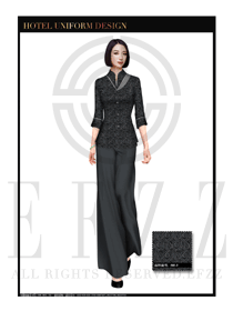 黑色長裙款中餐服務員制服款式設(shè)計圖1775