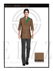 時(shí)尚深黃色男款中餐服務(wù)員服裝款式圖1782