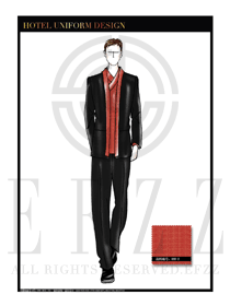 時(shí)尚原創(chuàng)手繪男款中餐服務(wù)員制服款式設(shè)計(jì)圖1789