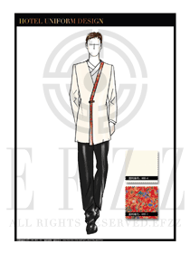 米白色中國風(fēng)男款中餐服務(wù)員制服款式設(shè)計(jì)圖1793