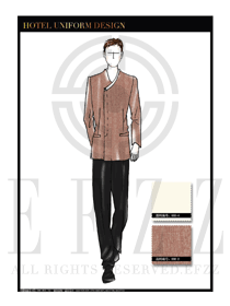 淺咖色男款中餐服務(wù)員制服款式設(shè)計圖1796
