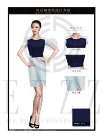 藍(lán)色連衣裙款ol職業(yè)裝夏裝制服設(shè)計(jì)圖715