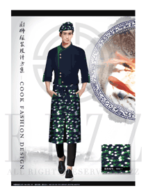 藏青色長袖男款星級酒店廚師服制服設(shè)計圖436