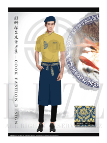 新款橙黃色短袖男款中餐廳廚師服款式設(shè)計圖440