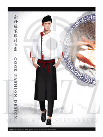 新款白色長袖男款中餐廳廚師服款式設(shè)計圖443