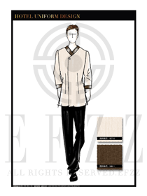 卡其色男款中餐服務(wù)員制服款式設(shè)計圖1802