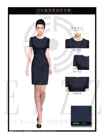 時尚灰藍(lán)色女職業(yè)裝夏裝服裝款式圖725