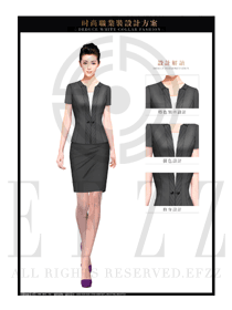 深灰色修身款女職業(yè)裝夏裝服裝款式圖727