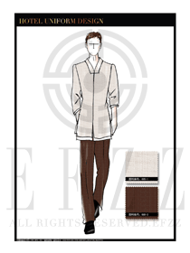 卡其色男款長袖中餐服務(wù)員服裝款式圖1807
