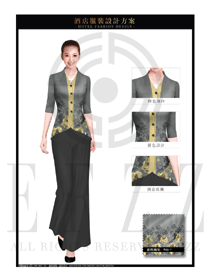 時尚灰色星級酒店長裙款西餐咨客制服款式圖557