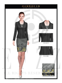 黑色女款西裝酒店經(jīng)理制服設(shè)計(jì)圖475