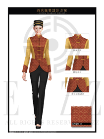 新中式女款星級酒店門童制服款式效果圖1255