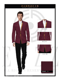 原創(chuàng)制服設(shè)計(jì)棗紅色男款酒店大堂經(jīng)理服裝效果圖1076