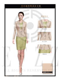 新款卡其色修身女款酒店大堂經(jīng)理服裝設(shè)計(jì)圖1097