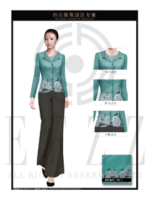 原創(chuàng)設計青綠色女款酒店大堂經(jīng)理服裝款式圖1131