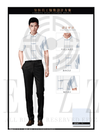 白色短袖男款中餐服務(wù)員制服設(shè)計(jì)圖1863