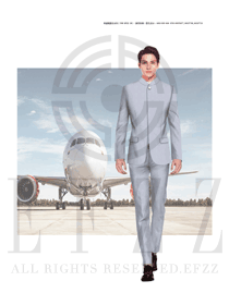 原創(chuàng)設(shè)計(jì)淺灰色長袖男款空乘制服效果圖804