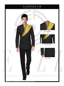 新中式淺黃色長(zhǎng)袖男款中餐服務(wù)員制服設(shè)計(jì)圖1890