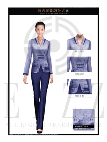 淺紫色修身款中餐服務(wù)員制服設(shè)計(jì)圖1893