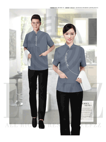 灰色女款星級酒店客房服務(wù)員服裝款式圖631