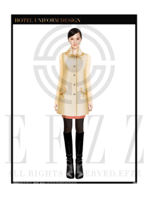 卡其色女職業(yè)裝大衣服裝款式效果圖172