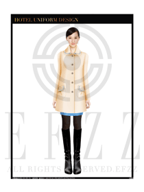 原創(chuàng)設計卡其色女職業(yè)裝大衣服裝款式圖173