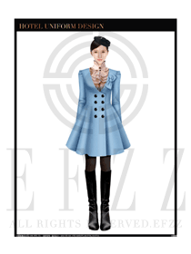 天藍(lán)色女職業(yè)裝大衣服裝款式效果圖177