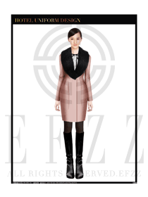 新款粉紅色女職業(yè)裝OL大衣制服款式效果圖179