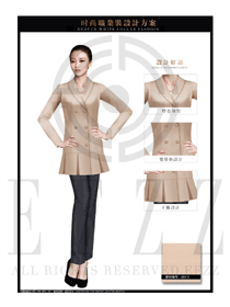時(shí)尚卡其色女職業(yè)裝OL大衣制服設(shè)計(jì)圖198