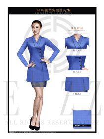 新款天藍(lán)色女職業(yè)裝OL大衣制服款式效果圖199
