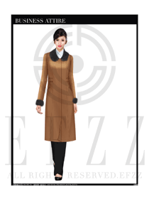淺棕色女職業(yè)裝大衣服裝款式效果圖185