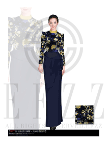 時尚長裙款西餐咨客服裝設計圖507