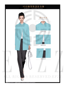 新款藍(lán)色女職業(yè)裝OL大衣制服款式效果圖196