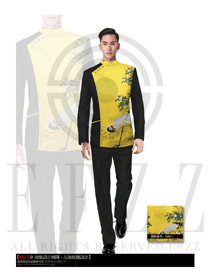新中式黃色男款酒店大堂經(jīng)理服裝款式圖1071