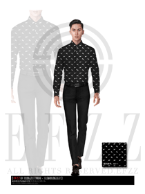 時(shí)尚黑色男款職業(yè)裝長(zhǎng)袖襯衫款式設(shè)計(jì)圖266 