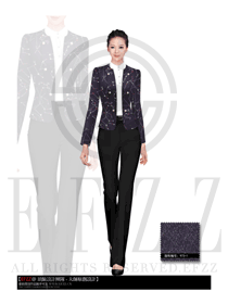 時尚星座花紋女款職業(yè)套裝制服設計圖1352