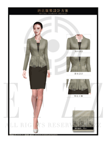 原創(chuàng)制服設(shè)計(jì)淺黃色女款中餐服務(wù)員服裝款式圖1975