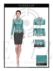 新款淺綠色女款中餐服務(wù)員制服設(shè)計圖1976