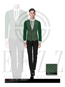 綠色馬甲款酒店中餐服務(wù)員制服設(shè)計(jì)圖1656