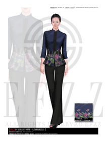 新款深藍色女款中餐服務(wù)員制服設(shè)計圖1401