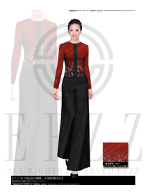 時尚棗紅色女秋冬職業(yè)裝制服款式效果圖1112