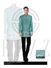 時尚淺綠色男款中餐服務(wù)員制服設(shè)計(jì)圖1662