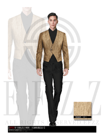 新款卡其色男款西餐服務(wù)員制服設(shè)計圖1179