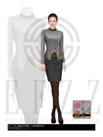 灰色女秋冬職業(yè)裝套裙款制服款式設(shè)計圖1106