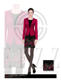 時(shí)尚紅色女款水療會(huì)所總臺收銀服裝款式圖365